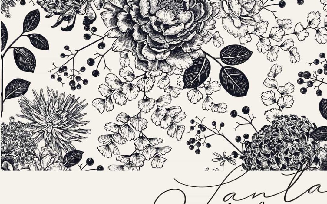 Biblia de Apuntes RVR 1960 Tapa dura, Blanco y negro con flores (Edición cantos pintados)